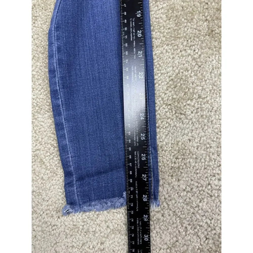 Encore Jeans Skinny Distressed Dark Wash Size 3 Stretch Raw Hem A530 - Picture 10 of 11